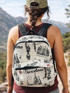 NWOT Barcelona Landmark Canvas Small Backpack.